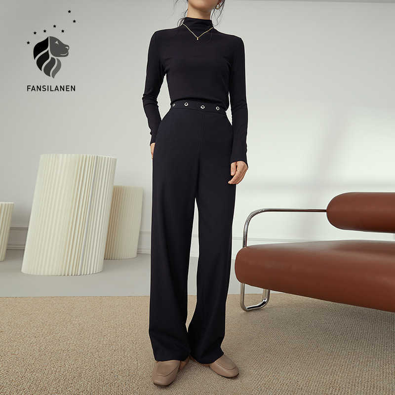 FANSILANEN Maxi black casual wide leg pants Women autumn winter loose streetwear suit Female slim vintage trousers 210607
FANSILANEN Maxi black casual wide leg pants Women autumn winter loose streetwear suit Female slim vintage trousers 210607
