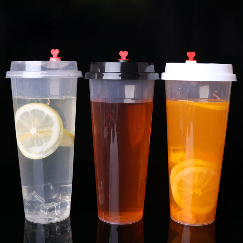 700ML /24oz Juice Coffee Milky Tea Disposable Plastic For Party Weddings Desserts Drinking Cups with Lid Free shipping