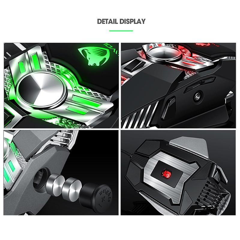 Mice T-WOLF Wired Gaming Mouse V10 Ergonomic Programmable With 7 Buttons 4 Backlight Modes Up To 6400 DPI Keyboard For PC Gamers