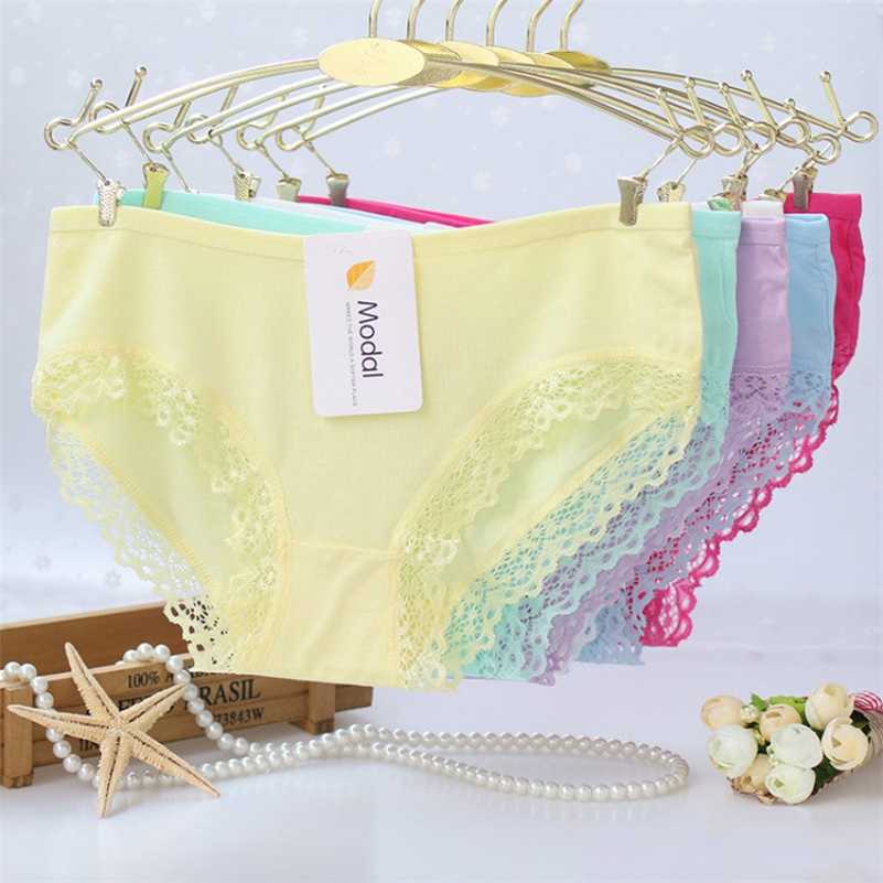 8pcs Laciness Girl Shorts Briefs Modal Cotton Buds Lace Underpants Slim Panties Teenagers 211122