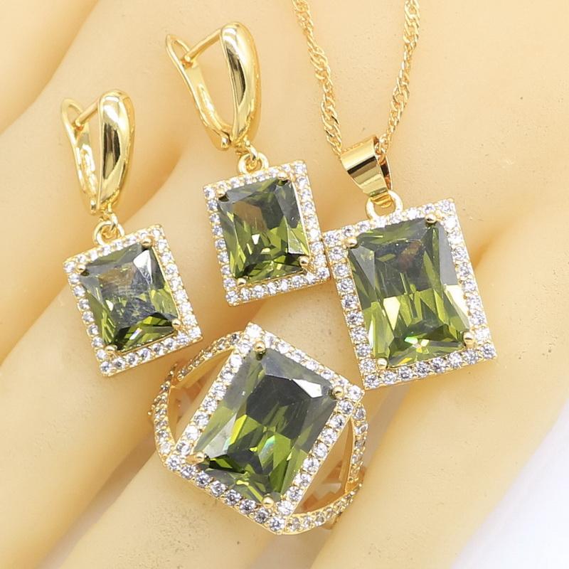 Earrings & Necklace Gold Color Jewelry Sets For Women Green Blue 5 Pendant Rings Gift Box, Silver
Earrings & Necklace Gold Color Jewelry Sets For Women Green Blue 5 Pendant Rings Gift Box, Silver