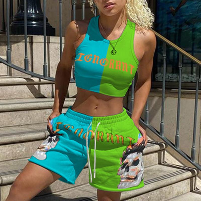 Women's Tracksuits Halloween Skull Letter Print Sportswear Set Women O Neck Sleeveless Vest Top + Drawstring Shorts Spring Summer 2 Suit, Gray
Women's Tracksuits Halloween Skull Letter Print Sportswear Set Women O Neck Sleeveless Vest Top + Drawstring Shorts Spring Summer 2 Suit, Gray
