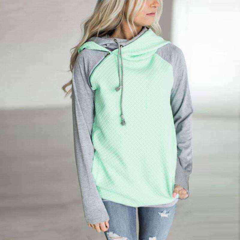 Autumn Pink Hoodie Sweatshirt Women Zipper Hooded Sweatshirt Female Ladies Loose Hooded Sweatshirts For Women 211109