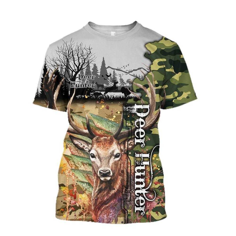 Summer Men t-shirt Lion/Hunting Deer and Tattoo Dragon 3D Printed T-Shirt Harajuku Casual short Sleeve Tee shirts Unisex QDL012 210629