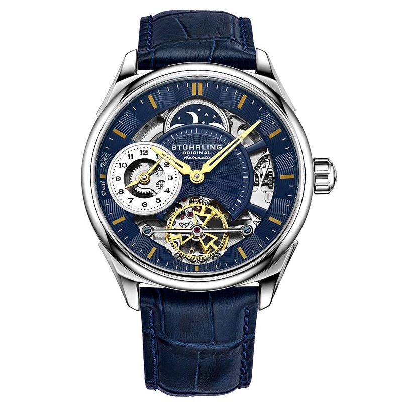 Wristwatches Stuhrling Men Automatic Skeleton Watches 50m Waterproof 42mm Dual Time AM/PM Indicator, 943b.04
Wristwatches Stuhrling Men Automatic Skeleton Watches 50m Waterproof 42mm Dual Time AM/PM Indicator, 943b.04