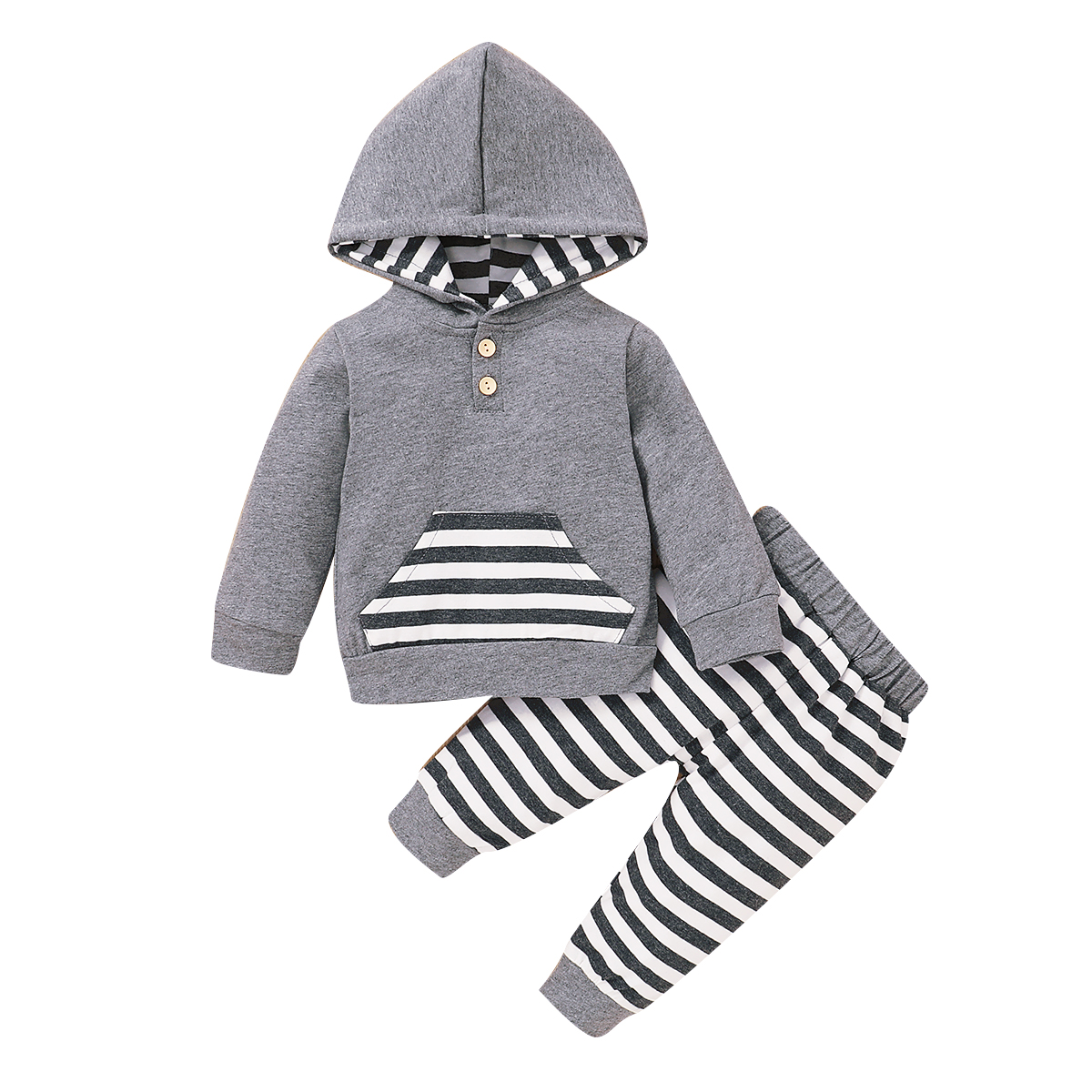 Boys Clothes Sets 0-24 Month 2021 Fall Winter Newborn Baby Long Sleeve Hooded T-shirts and Striped Elastic Long Pants Outfits
Boys Clothes Sets 0-24 Month 2021 Fall Winter Newborn Baby Long Sleeve Hooded T-shirts and Striped Elastic Long Pants Outfits