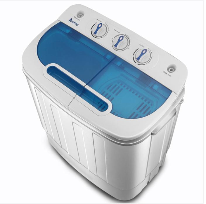 Laundry Products Compact Tub with Built-in Drain Pump XPB46-RS4 13Lbs Semi-automatic Twin Tube Washing Machine US Standard White & Blue