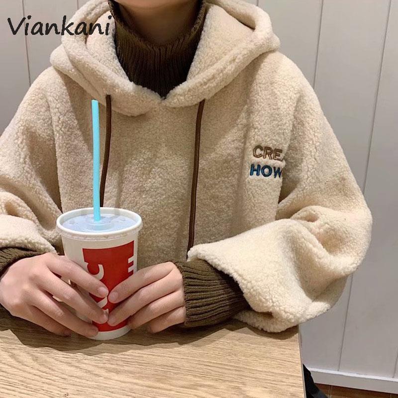 Men's Hoodies & Sweatshirts Men Lambs Wool Turtleneck Embroidery Thicker Fake 2 Piece Winter Plus Velvet Hooded Coats Couples Harajuku Outer
