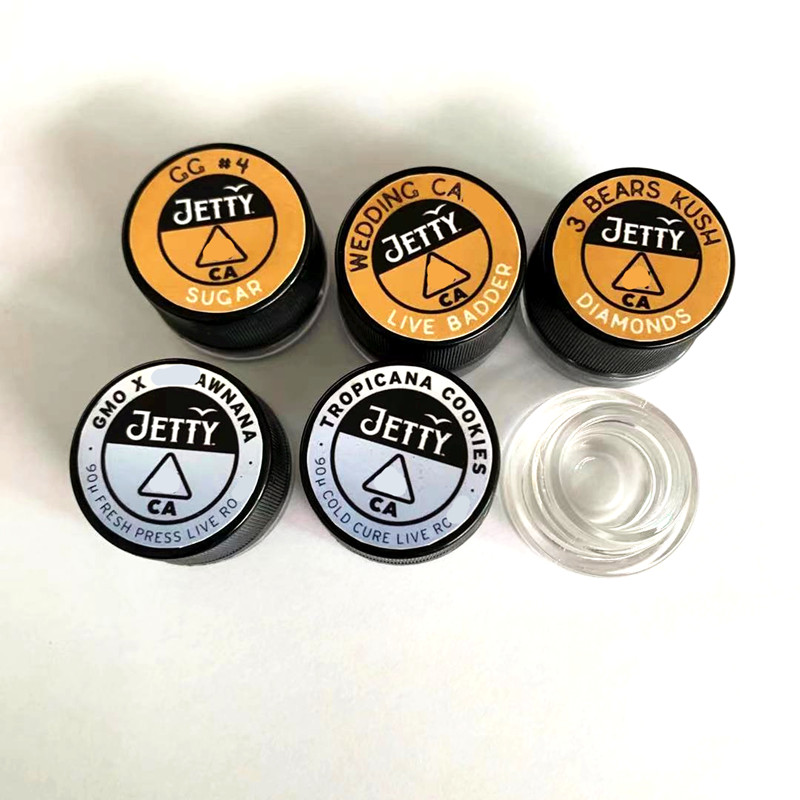 Jetty Wax Jar 5ml clear Glass Can with Child Resistant Lid for Dry Herb Wax Thick Oil Concentrate DHL Free
Jetty Wax Jar 5ml clear Glass Can with Child Resistant Lid for Dry Herb Wax Thick Oil Concentrate DHL Free