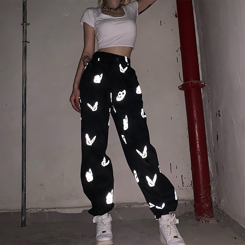 2021 New Reflective Butterfly Print Harem Waist-high Casual Women's Pants Pant Loosened Joggers Sweatpants Streetwear 6ej9, Black
2021 New Reflective Butterfly Print Harem Waist-high Casual Women's Pants Pant Loosened Joggers Sweatpants Streetwear 6ej9, Black