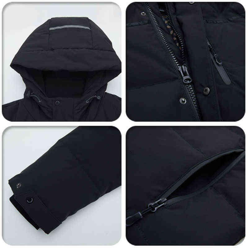 Winter Men Long Down Jacket Hooded High Quality Loose White Duck Down Coat Men Thick Warm Winter Down Parkas Men Snow Coat 211104