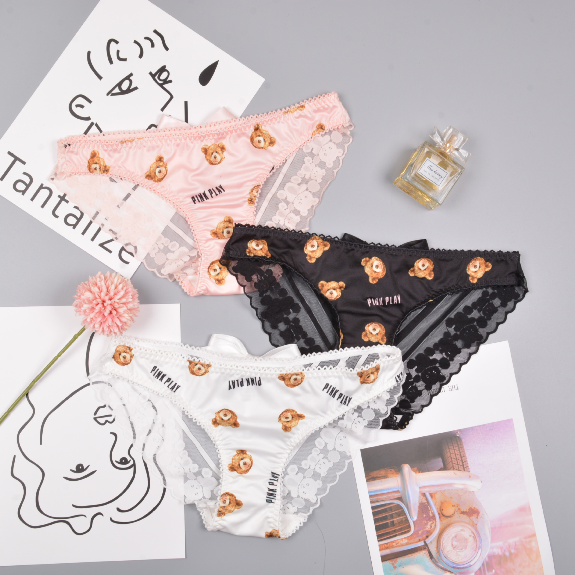 Women Sexy Bear Panty Low Waist Lace Ruffled Kawaii Cute Bear Print Lingerie Panties Transparent Pink Lady Underwear Briefs, Black;pink
Women Sexy Bear Panty Low Waist Lace Ruffled Kawaii Cute Bear Print Lingerie Panties Transparent Pink Lady Underwear Briefs, Black;pink