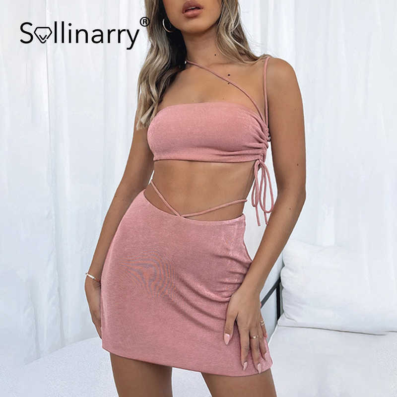 Sollinarry Sexy lace up spaghetti mini dress set summer women Bandage two piece sets Solid slim sleeveless drawstring suit pink 210709, Blue
Sollinarry Sexy lace up spaghetti mini dress set summer women Bandage two piece sets Solid slim sleeveless drawstring suit pink 210709, Blue