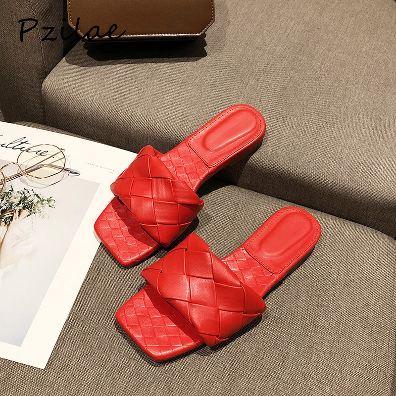 Pzilae New summer slippers PU leather high quality slip on slides women fashion square toe casual flip flops beach flat slippers, Red
Pzilae New summer slippers PU leather high quality slip on slides women fashion square toe casual flip flops beach flat slippers, Red