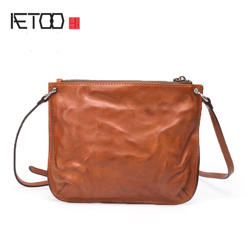 HBP AETOO Top-layer Cowleather Art Small Slant Bag, Retro Personality Simple Shoulder Bag, Hand-made Leather Men's Bag