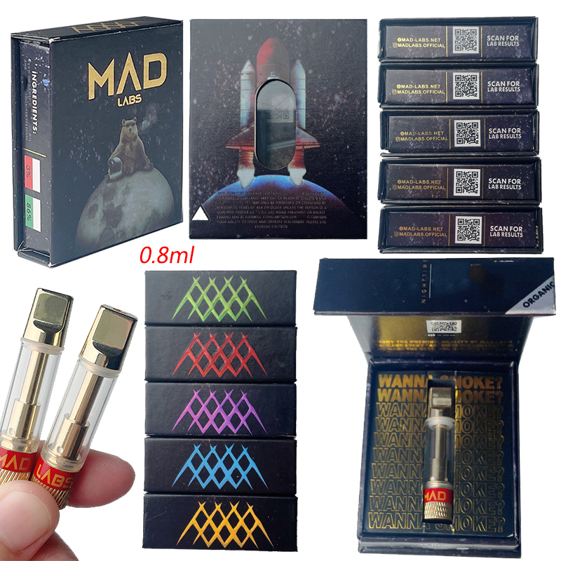 Newest Vape Cartridges Packaging MAD LABS 0.8ml Atomizers Ceramic Coil Carts Empty Vapes Pens Thick Oil Cartridge Glass Tank 510 Thread E Cigarettes
Newest Vape Cartridges Packaging MAD LABS 0.8ml Atomizers Ceramic Coil Carts Empty Vapes Pens Thick Oil Cartridge Glass Tank 510 Thread E Cigarettes