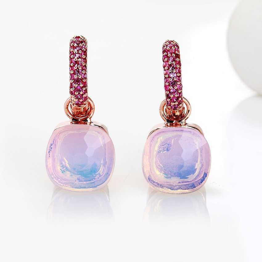 FORIS 14 Colors Fashion Rose Gold Color Pink Zircon Earrings For Women Gift Fine Jewelry 210624