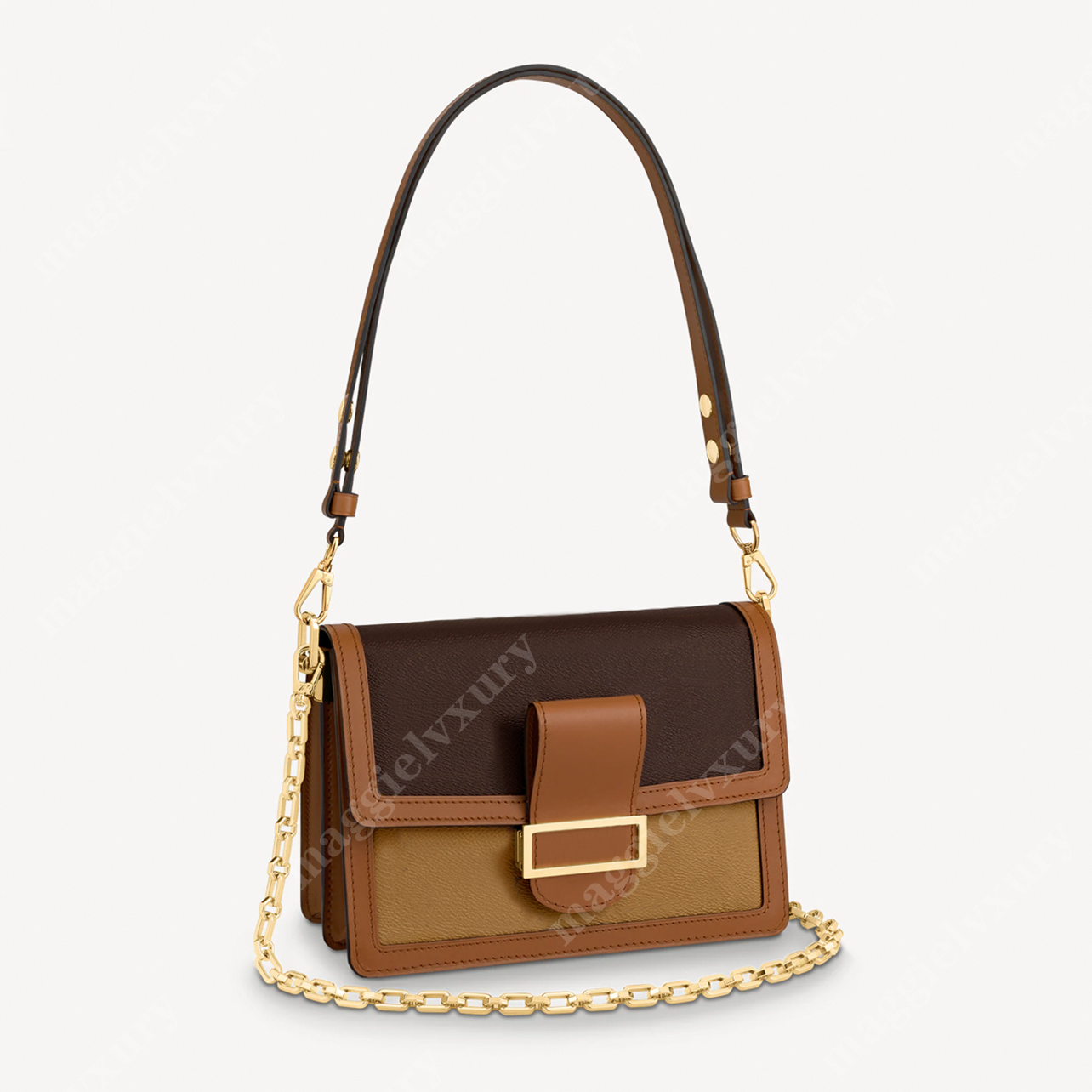 Dauphine Mini Bag 20cm 25cm Two Sizes Two-tone Paneled Metal Logo Small Size with Chain to Use as Handbag or on Shoulder, Reverse
Dauphine Mini Bag 20cm 25cm Two Sizes Two-tone Paneled Metal Logo Small Size with Chain to Use as Handbag or on Shoulder, Reverse