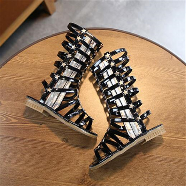 2022 New Girls Sandals Summer Kids Shoes Boots Star Gladiator Sandal Flat Heels Girls Princess Beach Shoe