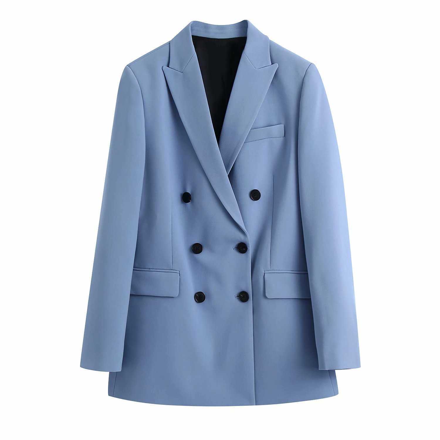 Spring Solid Color Double-breasted Blazer Women's Korean Office Lady Long Sleeve Oversized Caot 210607, Blue
Spring Solid Color Double-breasted Blazer Women's Korean Office Lady Long Sleeve Oversized Caot 210607, Blue