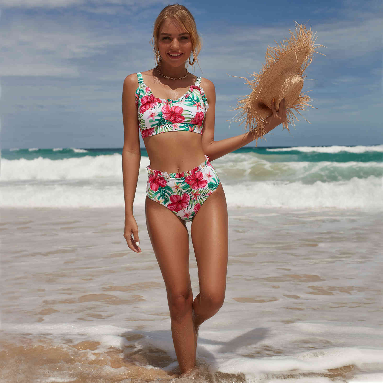 2021 Brand Printed Multi Color Bikini High Waist Swimsuit Women's Fashion Brazilian