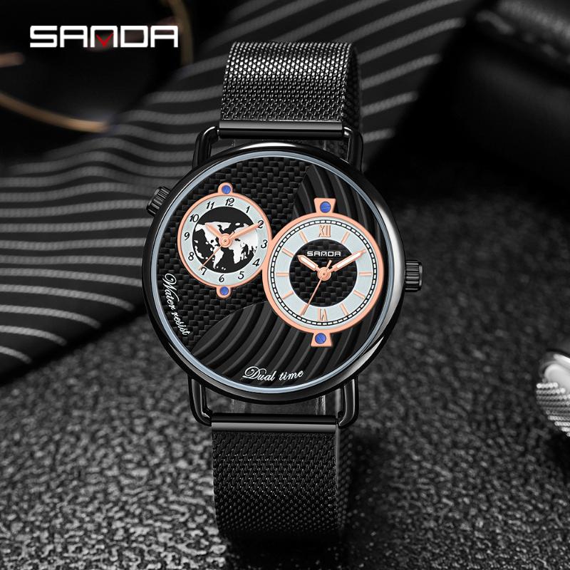 Wristwatches SANDA 2021 Business Casual Men's Watches Fashion Design Dial Creative Wristwatch Luxury Quartz Clock Relogios Masculino 1072, Leather black blue
Wristwatches SANDA 2021 Business Casual Men's Watches Fashion Design Dial Creative Wristwatch Luxury Quartz Clock Relogios Masculino 1072, Leather black blue