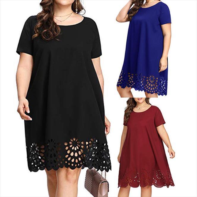 plus size casual summer solid women dress short sleeve midi ladies simple o neck hollow out large, Black;gray
plus size casual summer solid women dress short sleeve midi ladies simple o neck hollow out large, Black;gray