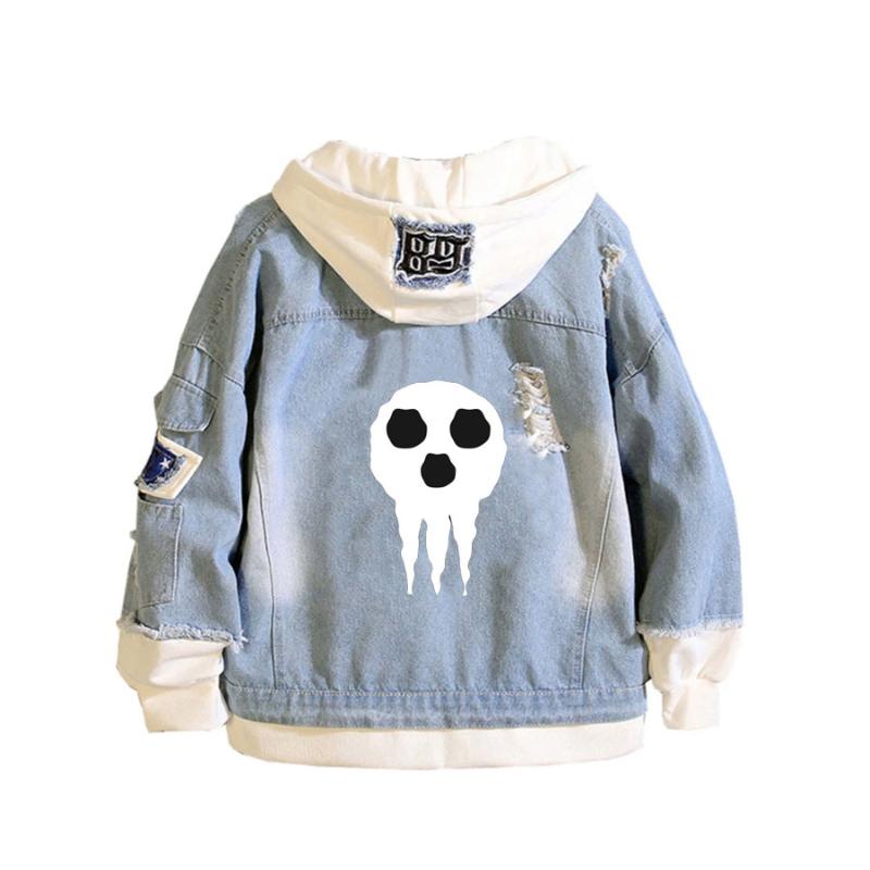 Men's Hoodies & Sweatshirts Anime Soul Eater Coat Teens Cowboy Cosplay Jacket Men Women Casual Denim Hooded Loose Car