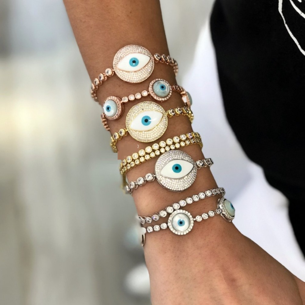 Luxury micro pave setting AAA multicolour stones turkish style evil eye tennis bracelet stunning jewelry for women fashion
Luxury micro pave setting AAA multicolour stones turkish style evil eye tennis bracelet stunning jewelry for women fashion