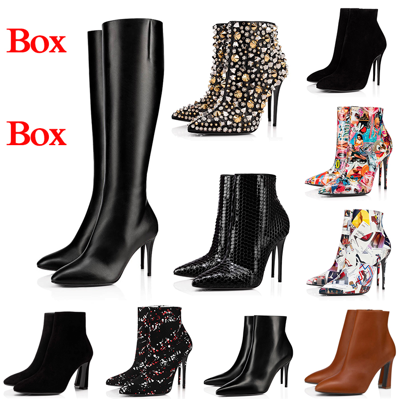 Luxurys Designer Red Bottom Heels Boots Women Ankle Knee Tall High Heel Boot Birgikate Graffiti Flat Booty Wedding Party Dress Shoes, Item #31
Luxurys Designer Red Bottom Heels Boots Women Ankle Knee Tall High Heel Boot Birgikate Graffiti Flat Booty Wedding Party Dress Shoes, Item #31