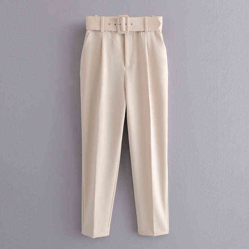 European American Style Pleated Multicolor Harem Pants Casual Solid Color Feet Women with Free Belt 211115
