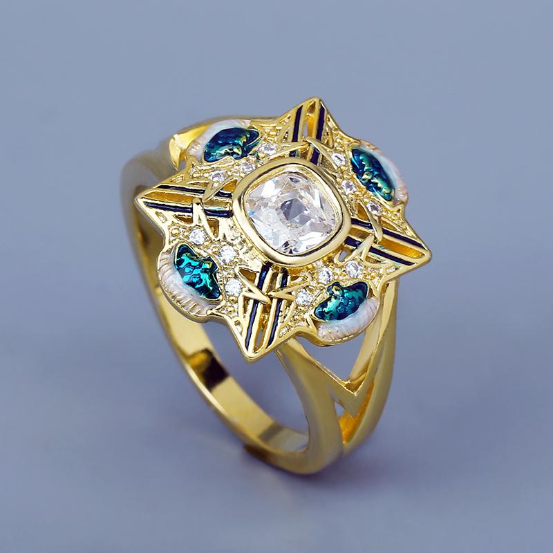 Cluster Rings Exquisite 18k Gold Women Ring Geometric Square Inlaid Blue Zircon Handmade Enamel Jewelry Party Wedding, Golden;silver
Cluster Rings Exquisite 18k Gold Women Ring Geometric Square Inlaid Blue Zircon Handmade Enamel Jewelry Party Wedding, Golden;silver