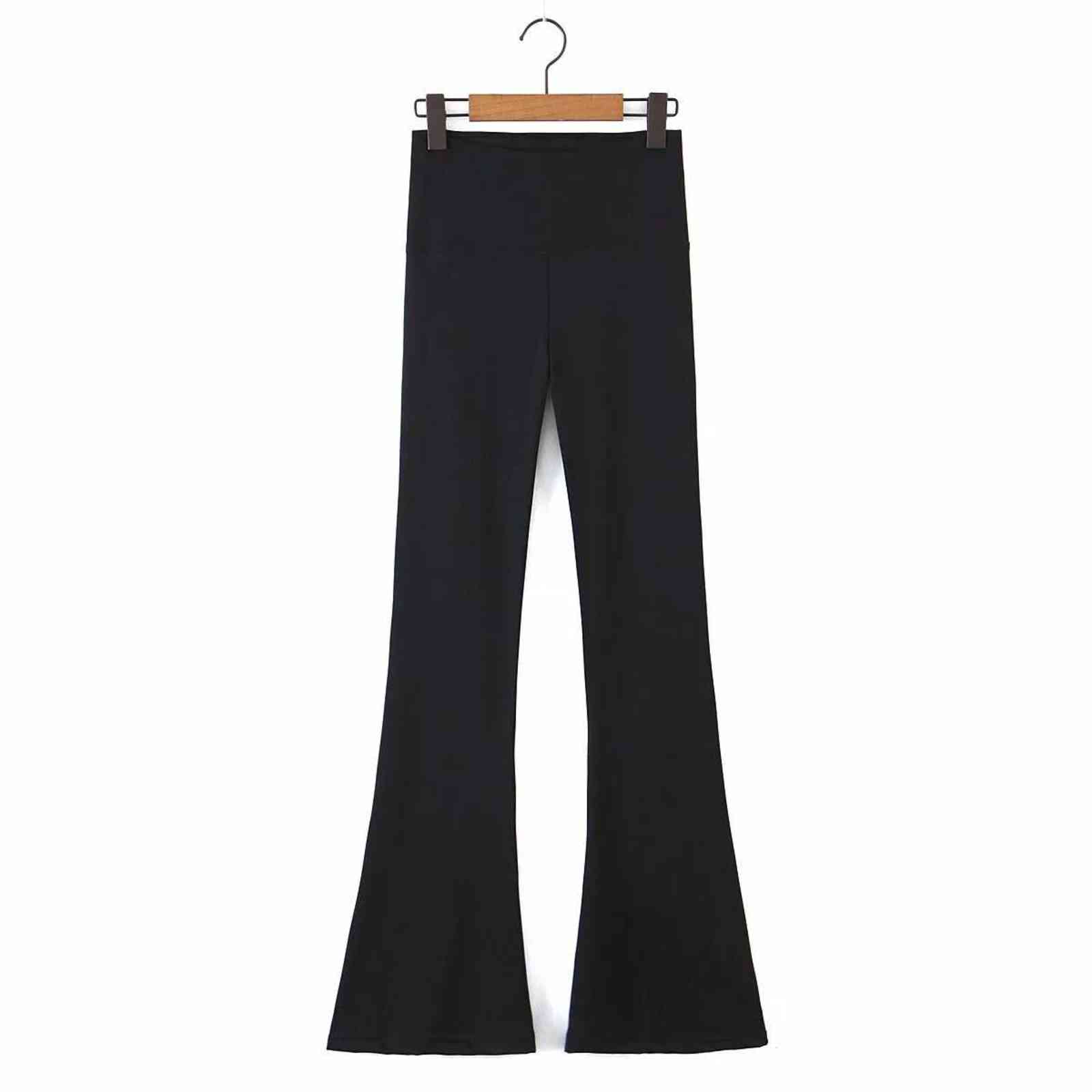 Women High Waist Bell Bottom Pants Autumn Winter Black Slim Fleece Warm Flared Trousers Korean Fashion Harajuku Clothing 211115