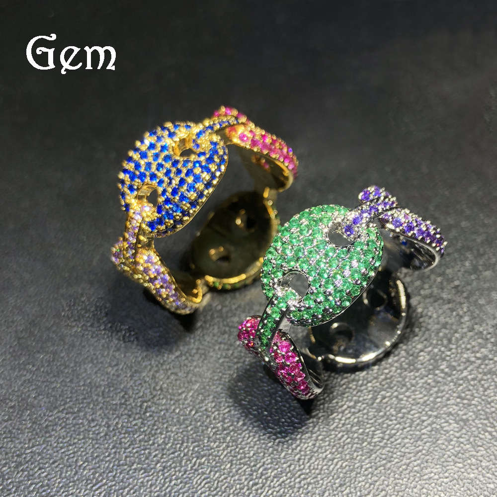 Hip hop men's new coffee bean micro set zircon ring colorful zircon pig nose ring hip hop ring
Hip hop men's new coffee bean micro set zircon ring colorful zircon pig nose ring hip hop ring