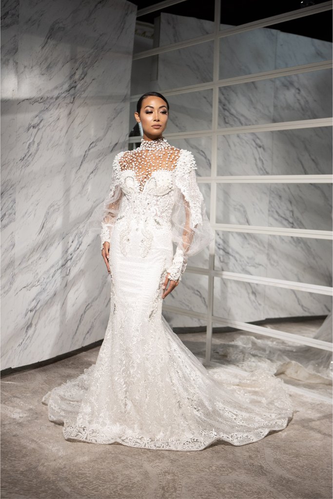 2021 Plus Size Arabic Aso Ebi Luxurious Mermaid Sexy Wedding Dresses Lace Pearls Bridal Dresses Backless Vintage Wedding Gowns ZJ366