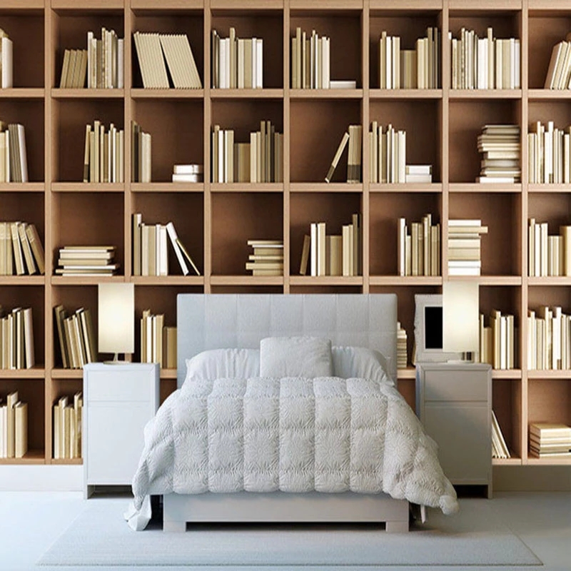 Custom Wallpaper 3D Stereo Bookshelf Background Mural Modern Simple Library Living Room Bedroom Decor Waterproof