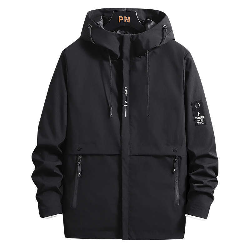 EAEOVNI Mens Hooded Jacket Autumn Winter Casual Hoodie Solid Color Man Jackets Long Sleeve Japanese Streetwear Men Clothing 210818