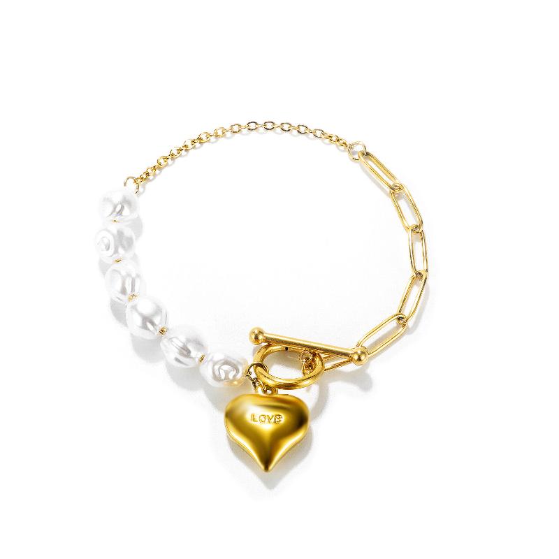 Link, Chain Heart Woman Bracelet Design Stitching Pearl Stainless Steel Buckle Gold Rose Luxury Suitable Banquet Venues
Link, Chain Heart Woman Bracelet Design Stitching Pearl Stainless Steel Buckle Gold Rose Luxury Suitable Banquet Venues