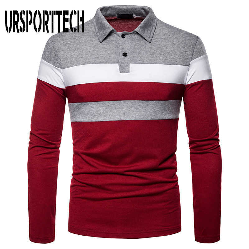 URSPORTTECH Polo Shirt Men Autumn Long Sleeve Polo T Shirt Men Business Casual Fashion Tops Men's Polo Shirts Three Colors 210528