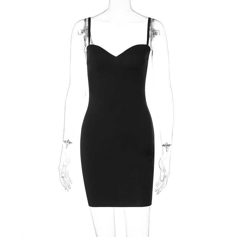 Spaghetti Strap Sleeveless V-Neck Sexy Backless Black Bodycon Pencil Dress Summer Woman Clothing Nightclub Party Vestidos Cortos 210604
