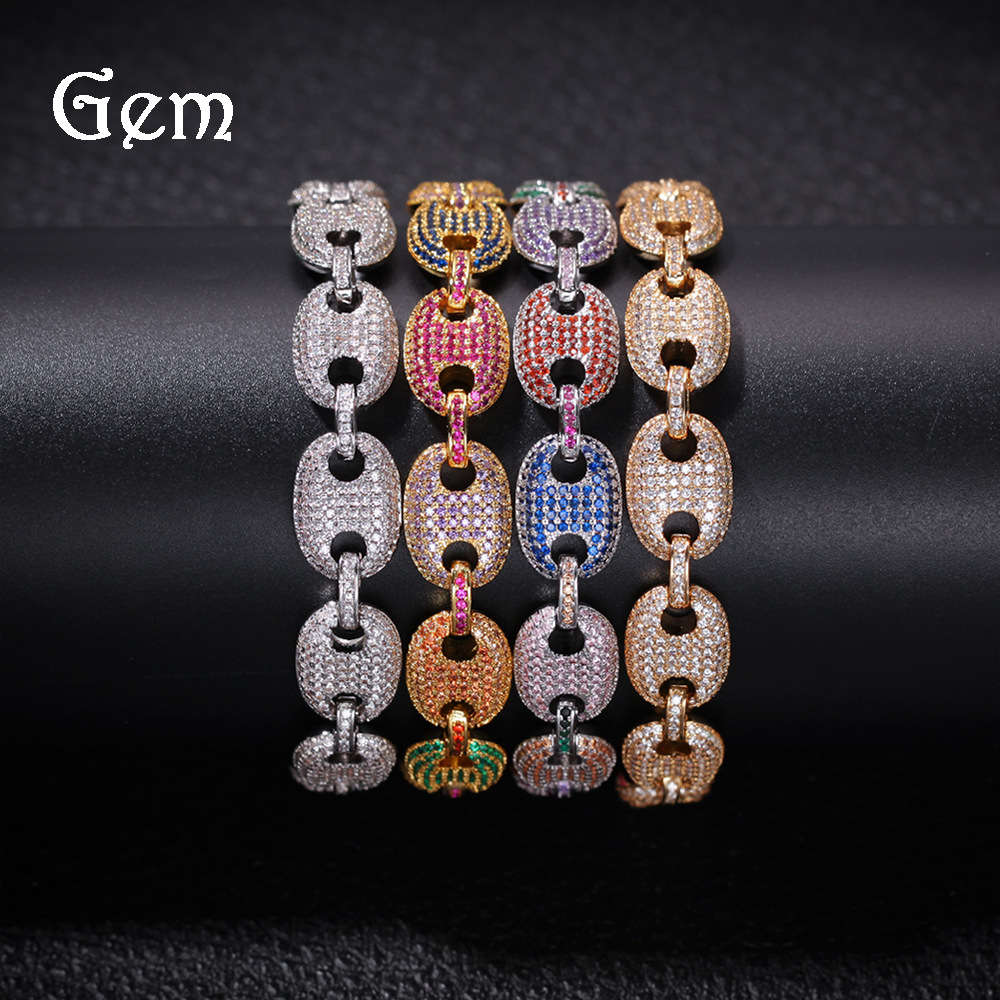 Zircon pig nose bracelet fashion color diamond coffee bean chain hip hop Bracelet real gold electroplating men's Bracelet
Zircon pig nose bracelet fashion color diamond coffee bean chain hip hop Bracelet real gold electroplating men's Bracelet