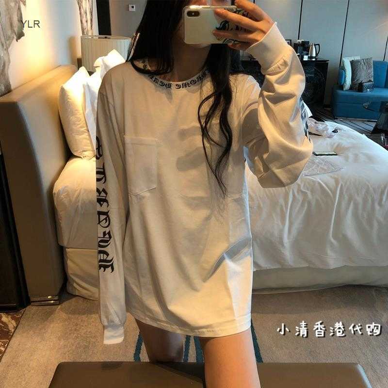 Hong Kong croxin neckline Sanskrit flower arm spring ch new pocket men's and women's long sleeve casual loose T-shirt, Black
Hong Kong croxin neckline Sanskrit flower arm spring ch new pocket men's and women's long sleeve casual loose T-shirt, Black