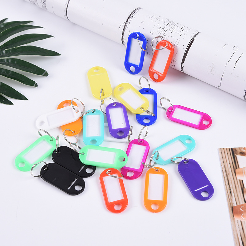 200 pcs Plastic Key Tags Keychain ID Label Luggage KeyTag Split Ring Pet name Card Tag Key Rings Wholesale Price
