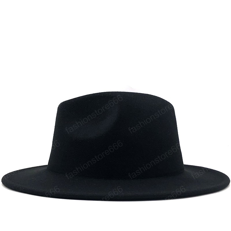 Big Size Outer black Inner Army green Wool Felt Jazz Fedora Hats with Thin Belt Buckle Men Wide Brim Panama Trilby Cap