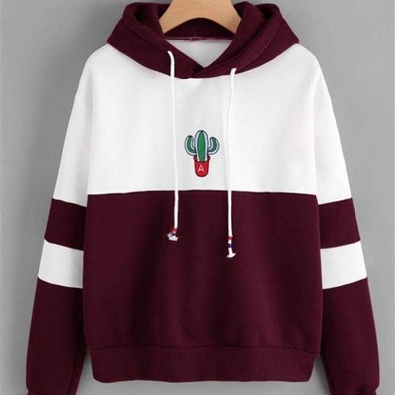 Women Long Sleeve Pullover Hooded cactus printed Sweatshirt Casual hoody cactus hoodies sweatshirt for women plus size S to XXL 201204