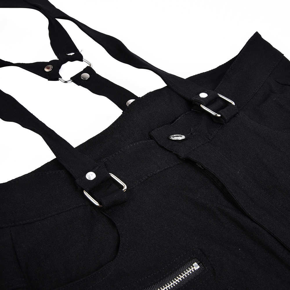 Women Gothic Pencil Pants Trousers Belt Zipper Ladies Streetwear Long Pants Solid Black Hip Hop Long Trousers D30 211006