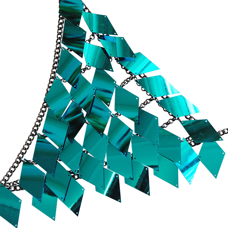 Simple Rhombic Sequins Lady Camis Fashion Hollow Out Metal Chain Crop Tops Summer Eye-catching Rave Festival Shiny Camisole 210308