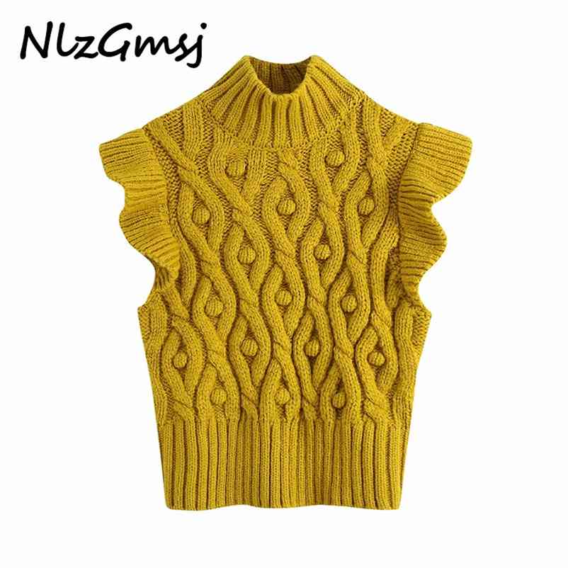 Women Fashion With Pompoms Ruffled Knitted Vest Sweater Vintage High Neck Sleeveless Female Waistcoat Chic Tops 210628, As picture
Women Fashion With Pompoms Ruffled Knitted Vest Sweater Vintage High Neck Sleeveless Female Waistcoat Chic Tops 210628, As picture