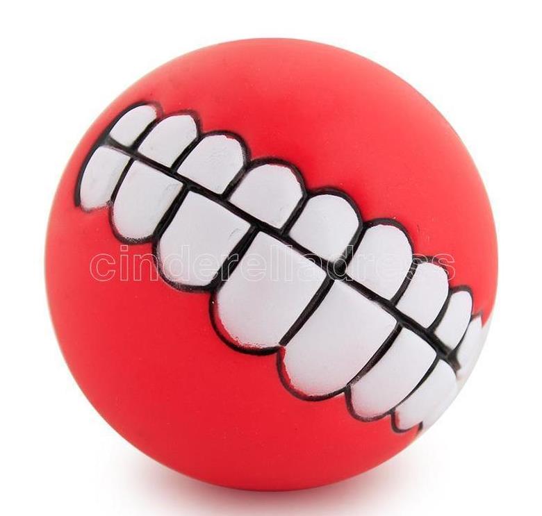 DHL Free Funny Pets Dog Puppy Cat Ball Teeth PVC Chew Sound Dogs Play Fetching Squeak Toys Pet Supplies Silicon Toy C0610X2