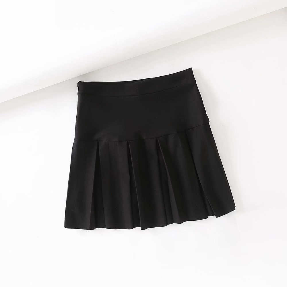 Fashion Women A-Line High Waist Tennis Pleated Mini Preppy Style Skirt Slim Solid Casual Kawaii Clothes 210619